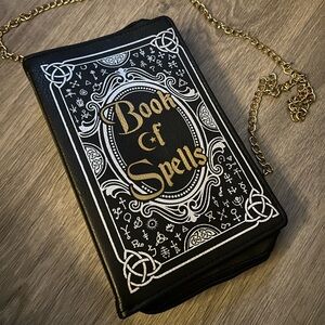 Book of Spells Black and Gold Crossbody Bag